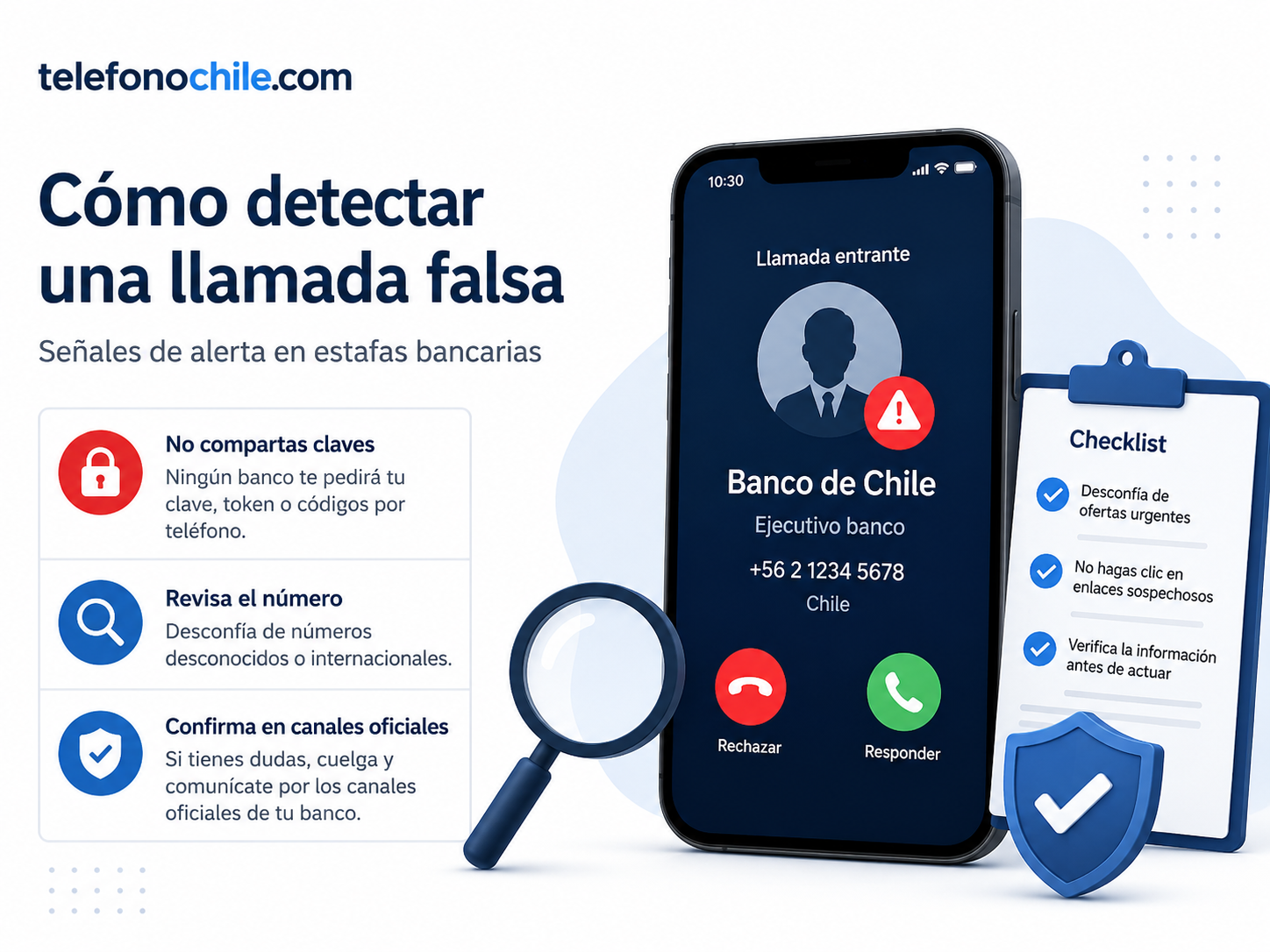 Modalidades comunes de llamadas falsas de Banco de Chile