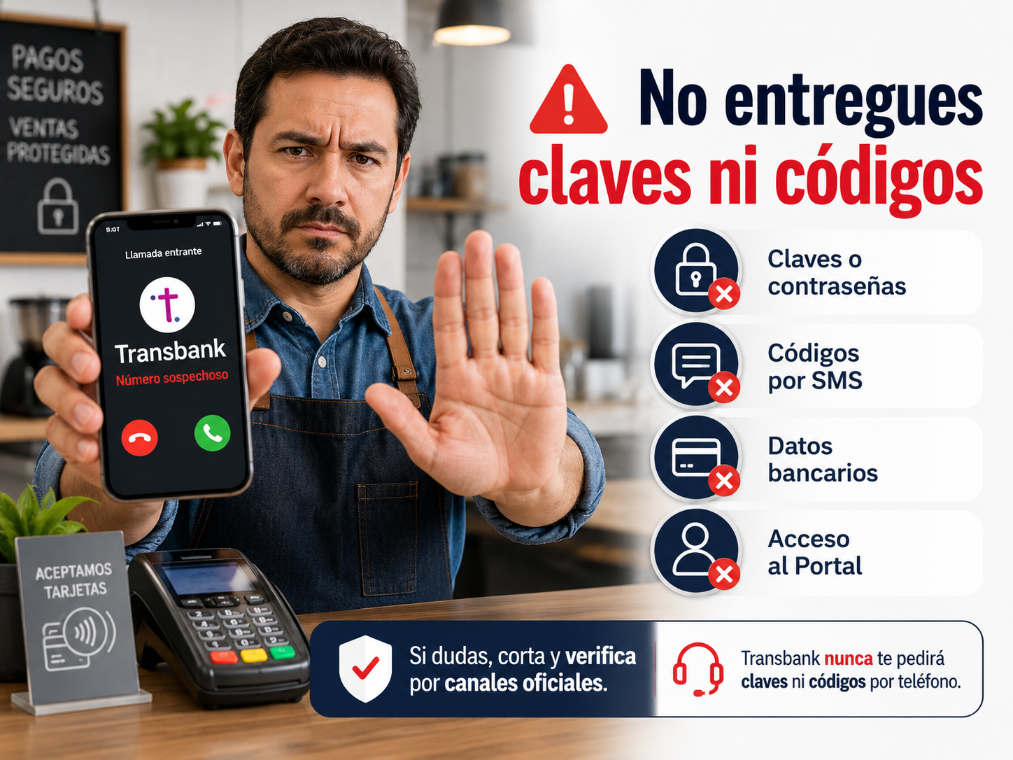 Modalidades comunes de llamadas falsas de Transbank
