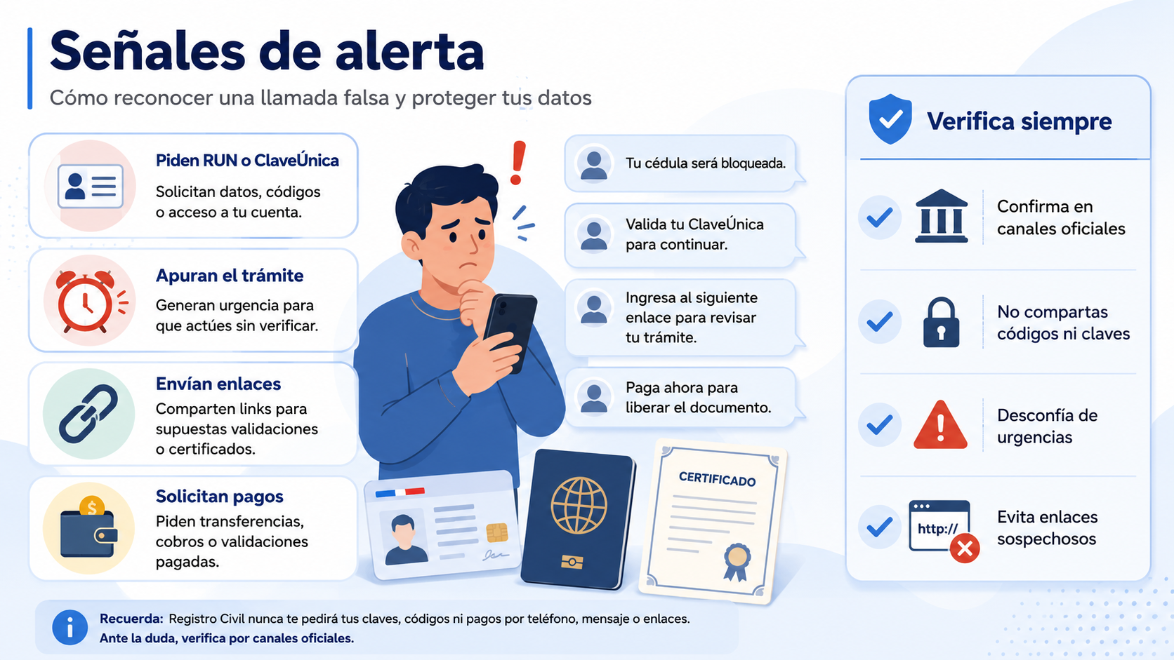 Por qué las llamadas falsas del Registro Civil son peligrosas